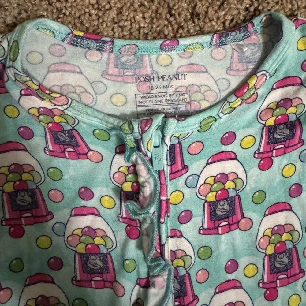Posh Peanut Gumball Ruffle One Piece Footie Pajama